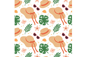 Straw hats seamless pattern, an Illustration by YummyBuum