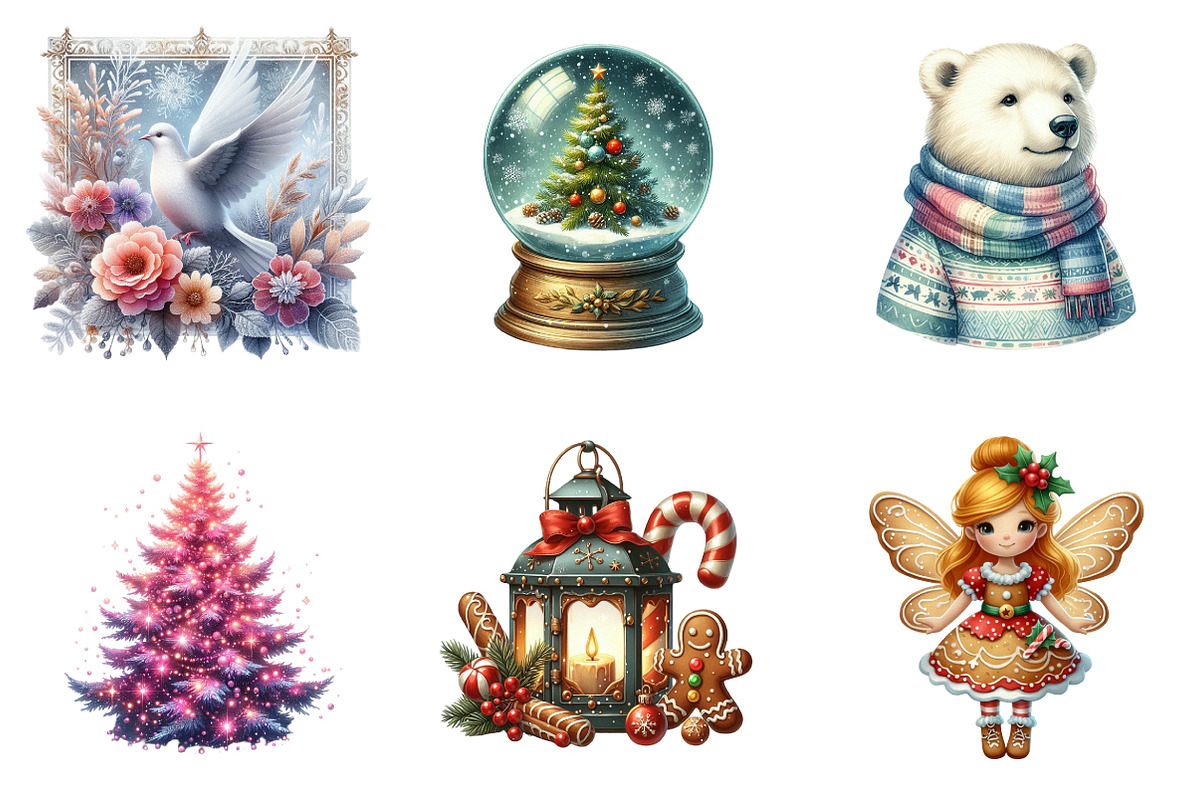Silver Pink Christmas Clipart, an Illustration by SinaCreation (Photo 4 of 7)