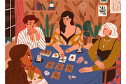 Women read tarot cards, predict fate, a Person Illustration by Good Studio (Thumbnail 1 of 3)