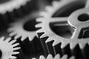 Close up of interlocking gears, an Industrial Photo by MistyDay