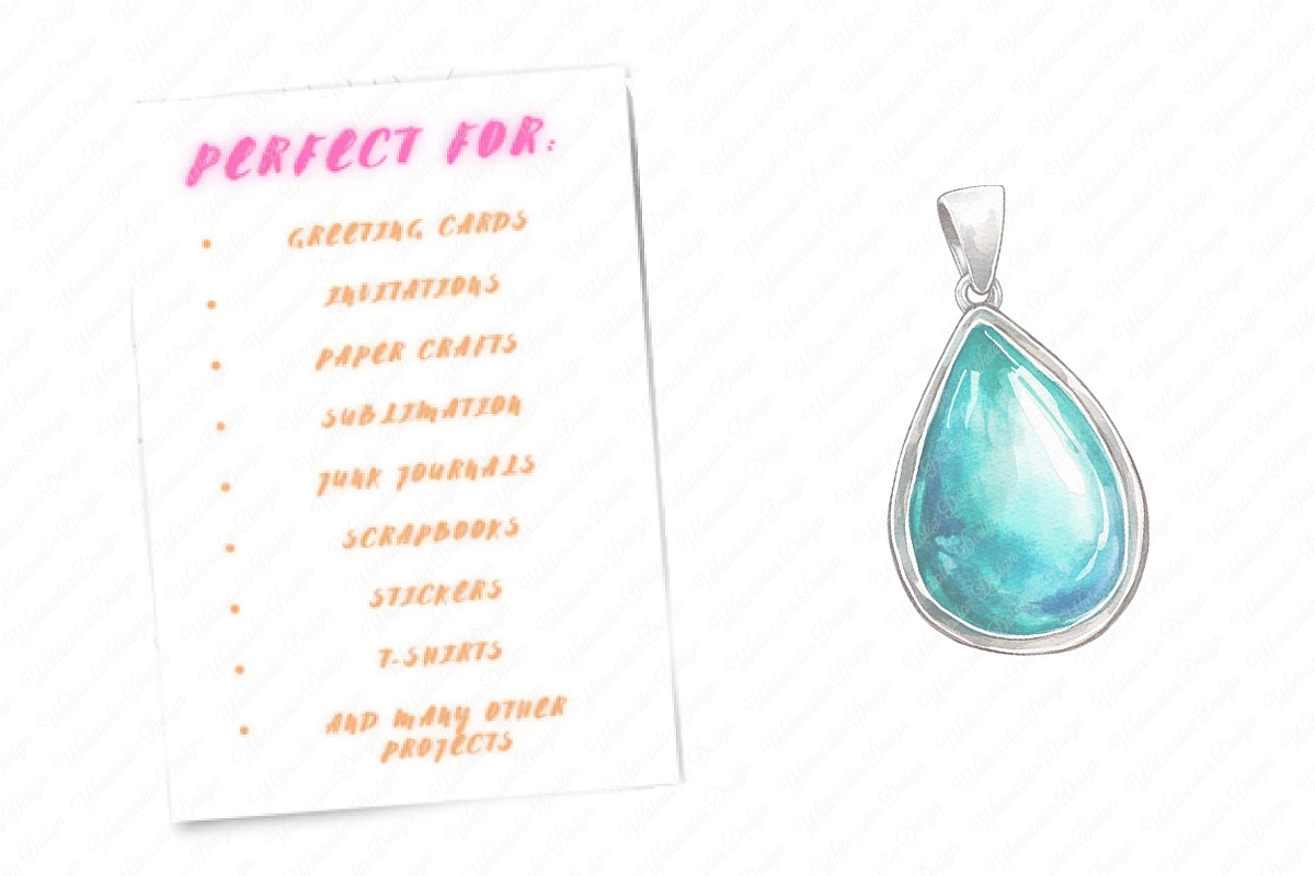 Turquoise Gemstone Png Clipart, an Illustration by Watercolor design (Photo 9 of 12)