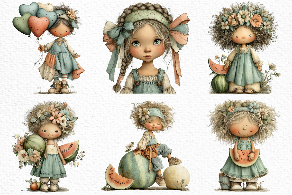 Watermelon Girl Clipart, an Illustration by Craft Nest (Photo 12 of 12)