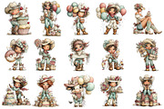 Western Birthday Cowgirl Clipart Set, a Seasonal Illustration by OK Design (Thumbnail 3 of 6)