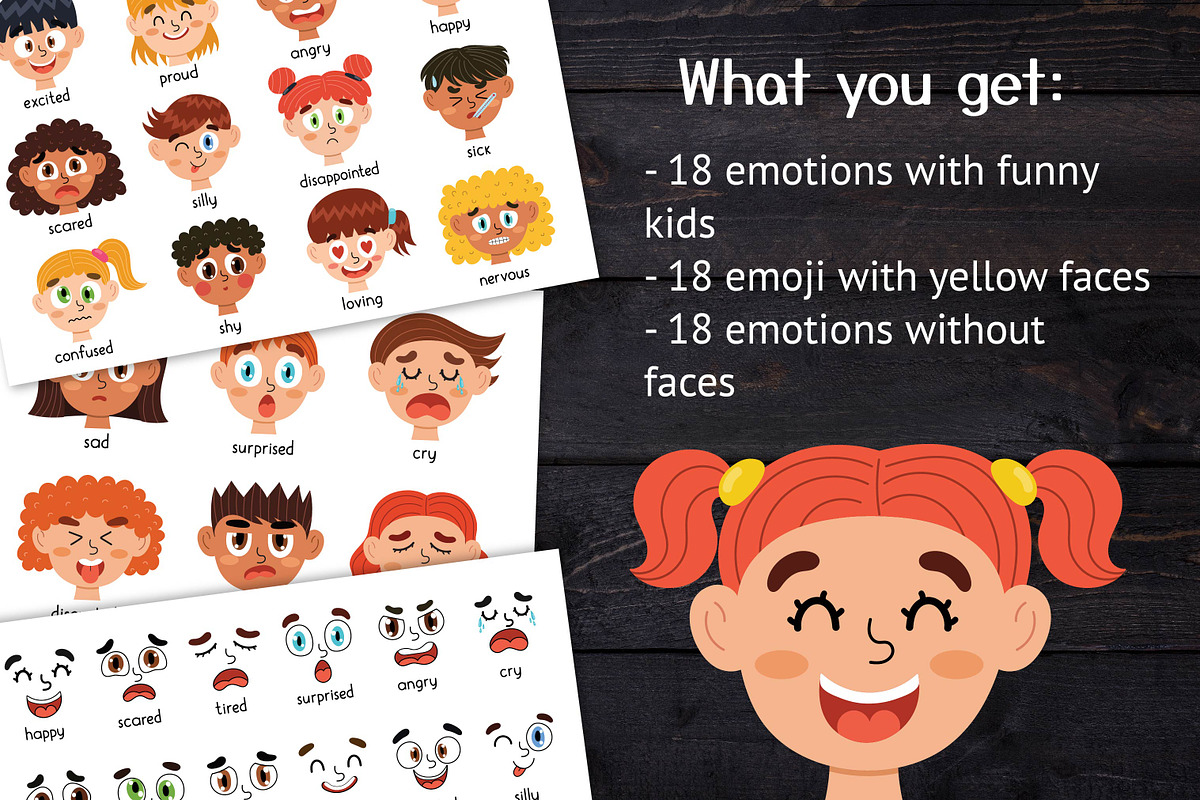Emotions Faces Collection, an Education Illustration by Gulnara Sabirova (Photo 2 of 11)