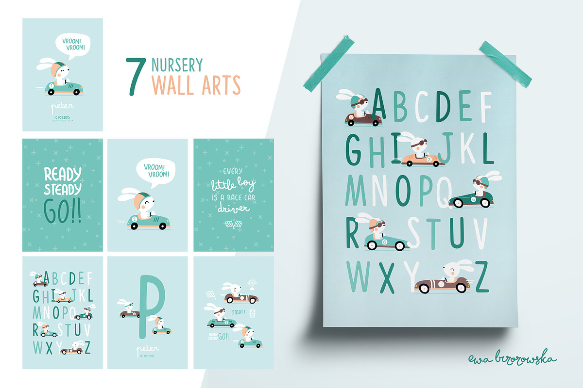 Bunny Race - Vector Pattern & Prints, a Pattern Graphic by Brzozowska (Photo 5 of 8)