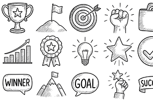 Achievement and Success Icons, an Object Graphic by nikagraphic