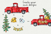 Christmas truck watercolor clipart, an Object Graphic by Trinibis (Thumbnail 3 of 5)