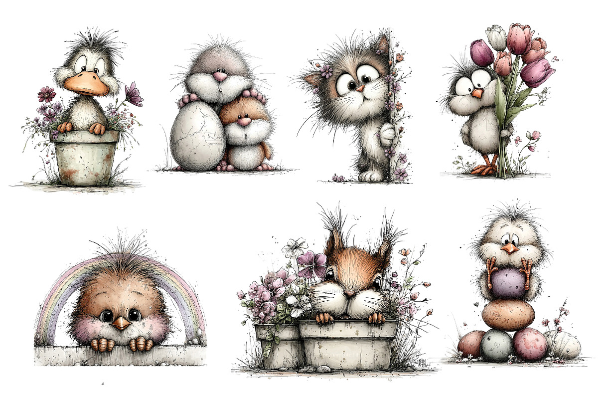 Peeking Easter Animals Clipart, an Illustration by Dream Creation (Photo 4 of 7)