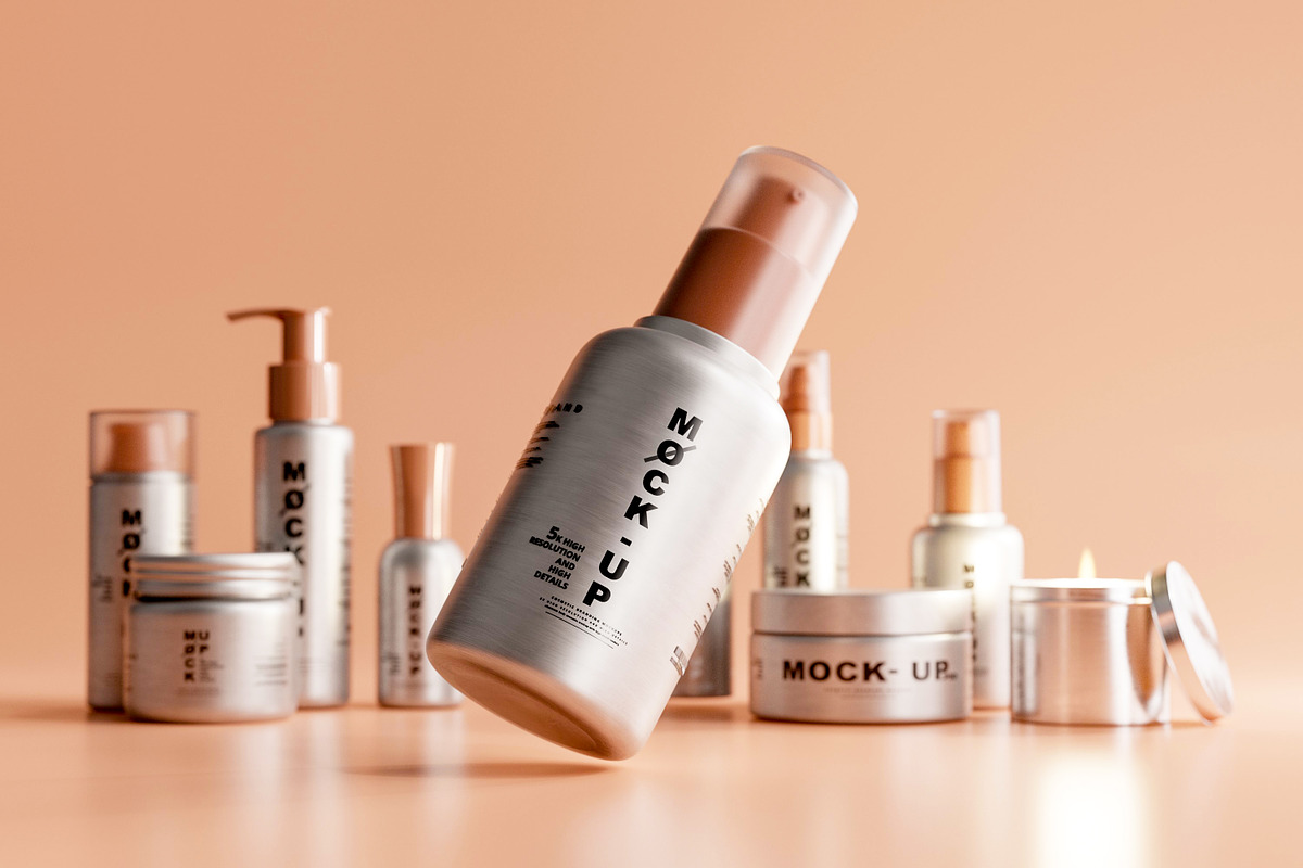 Aluminum Cosmetic Mockup Bundle, a Cups & Container Mockup by pmvch (Photo 2 of 206)