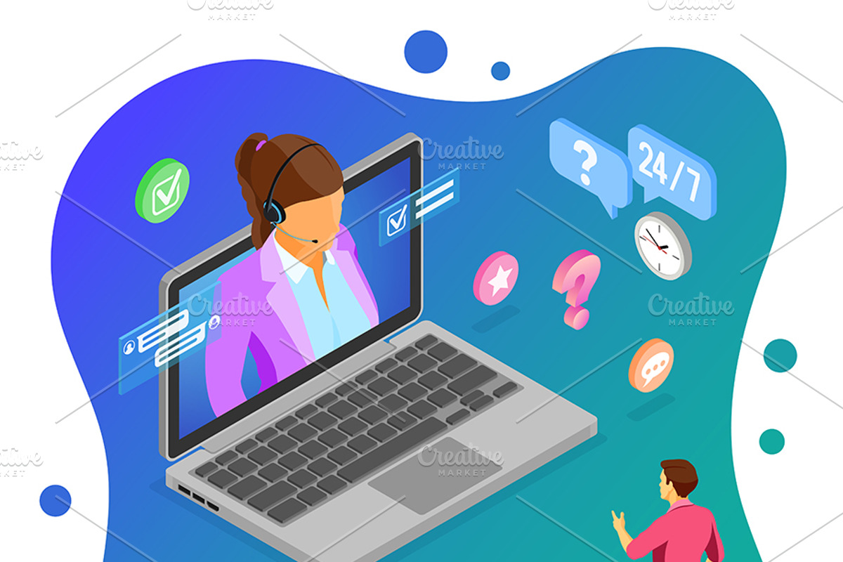 Isometric Online Customer Support, a Person Illustration by TAlex (Photo 3 of 6)