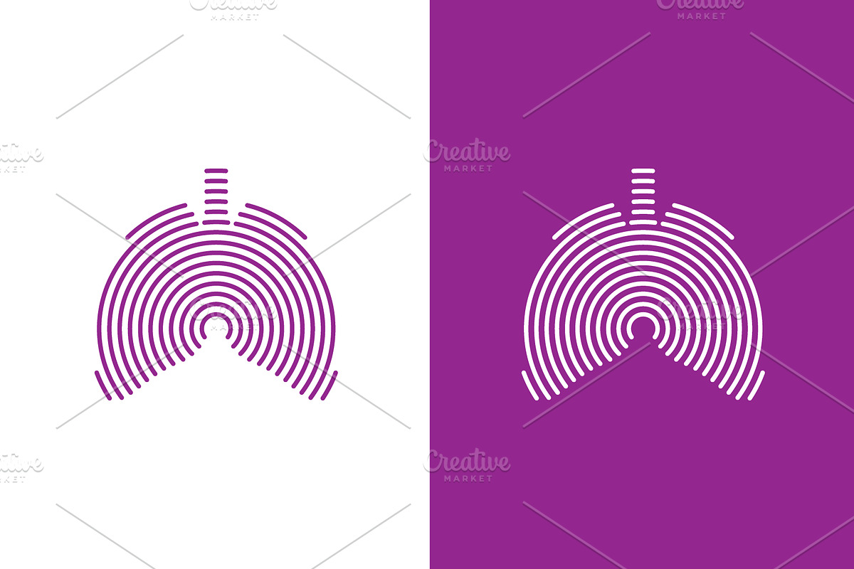 A purple and white logo of a lung, a Healthcare Illustration by GraphiShop