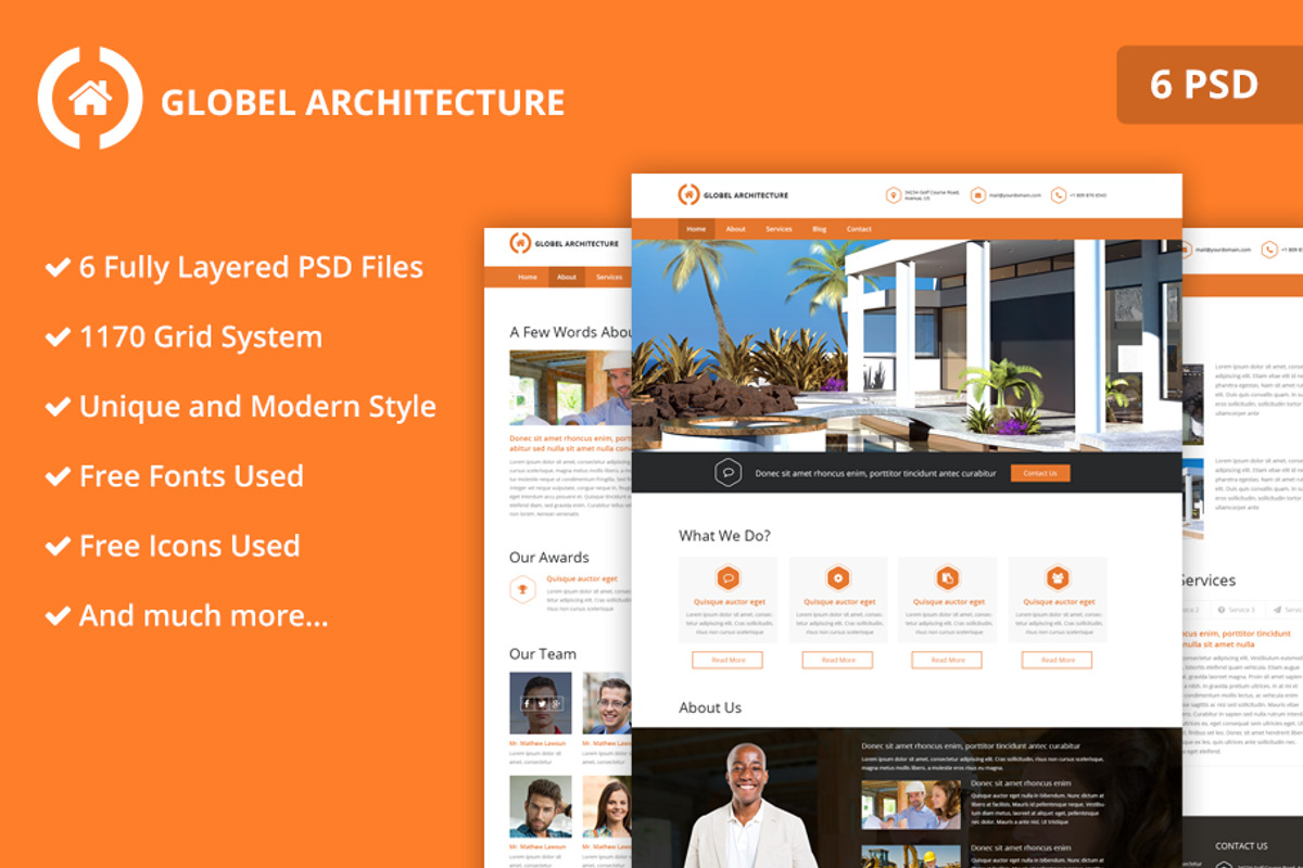 Architecture PSD Website Templates, a Websites & App Template by WebbyTemplates (Photo 1 of 7)