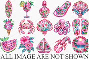 Watercolor Pink Girly Summer Clipart, a Seasonal Illustration by Canvas Craft (Thumbnail 4 of 7)