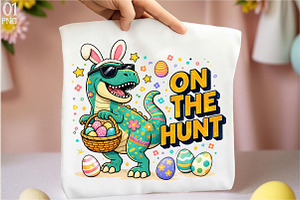 Dinosaur T Rex Easter Sublimation PN, an Illustration by Libby Wishes