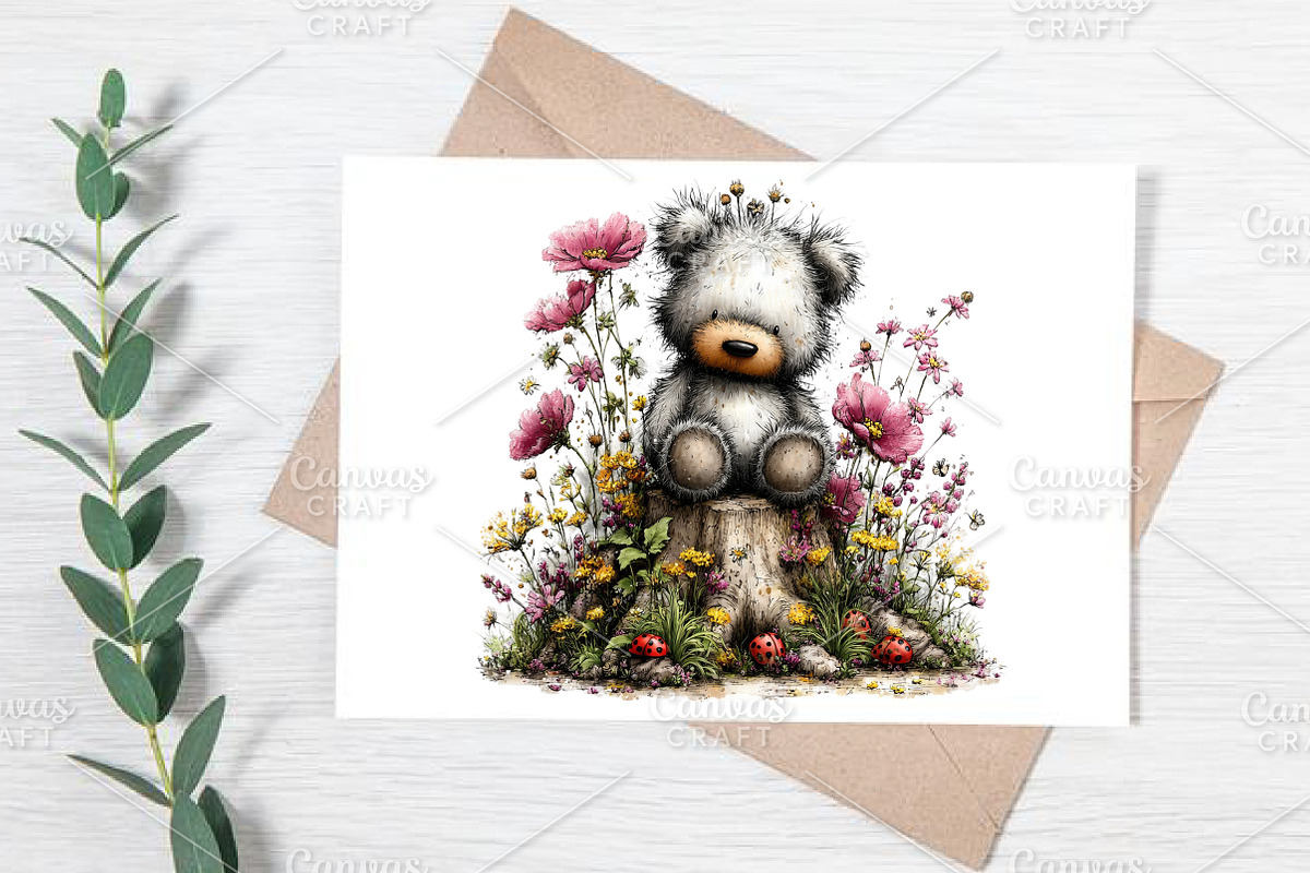 Whimsical Spring Teddy Bear Clipart, an Illustration by Canvas Craft (Photo 6 of 7)