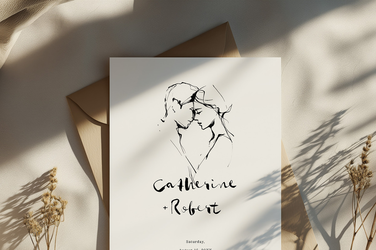 Romantic Ink Wedding Invitation Card preview 2