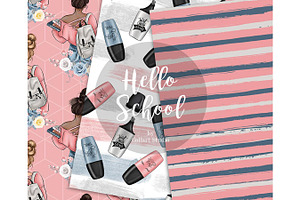 Back To School Digital Paper, School