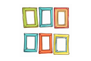 Handdrawn picture frames colorful, an Object Illustration by Vectorstockersland