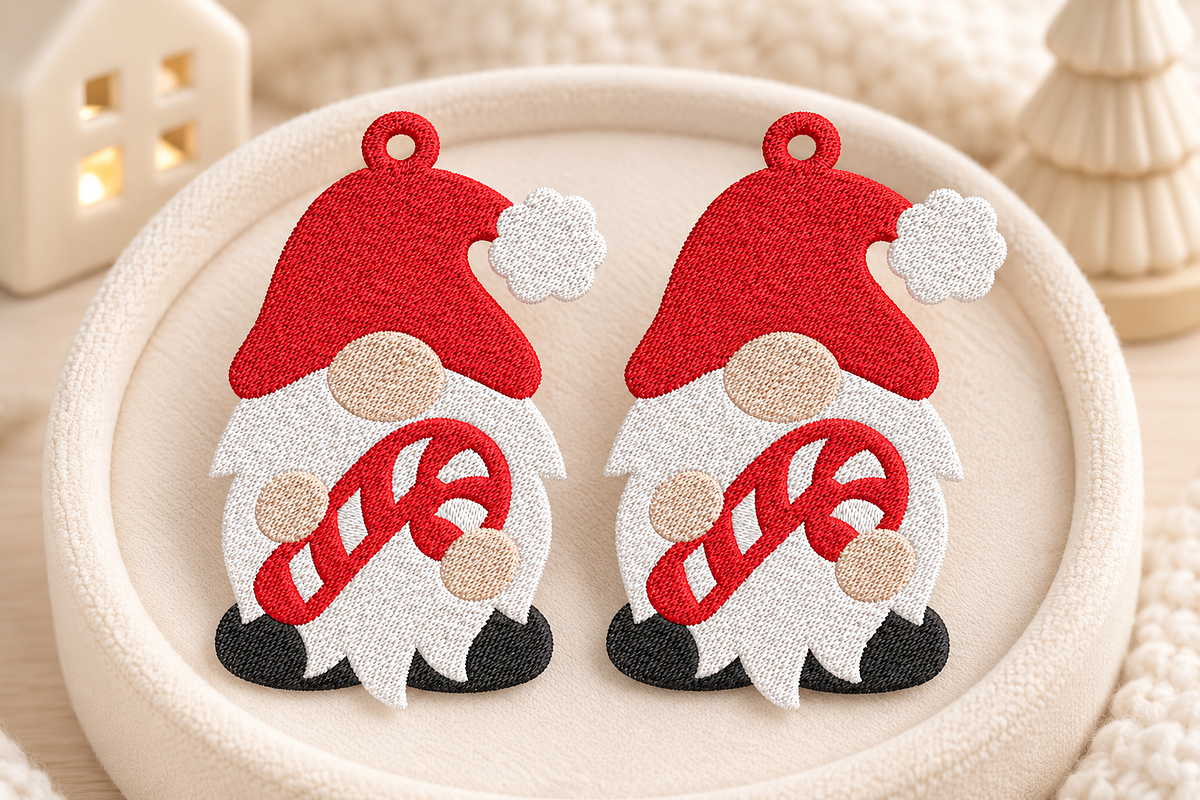 Christmas Gnome Earrings Embroidery, an Object Graphic by Craft Nest (Photo 3 of 4)