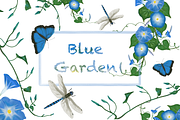 Blue Garden Clip Art Set, a Decorative Illustration by Tati Bordiu Digital (Thumbnail 1 of 2)
