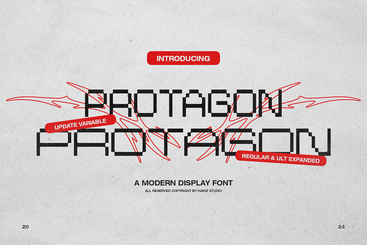 PROTAGON - Modern Pixel Display Font, a Sans Serif Font by Hainz Studio (Photo 1 of 13)