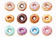 Watercolor Donuts Clip Art, an Illustration by Design Market (Thumbnail 2 of 4)
