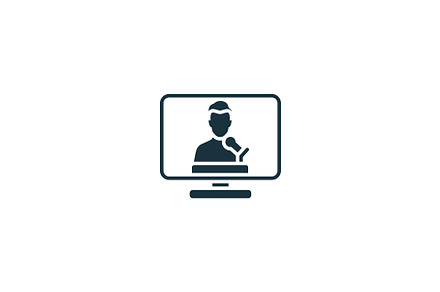 Video Conference icon. Monochrome, a Technology Illustration by Aimagenarium@gmail.com