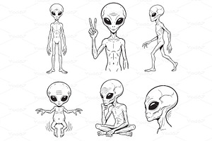 Collection vector of grey alien, a Person Illustration by yod67