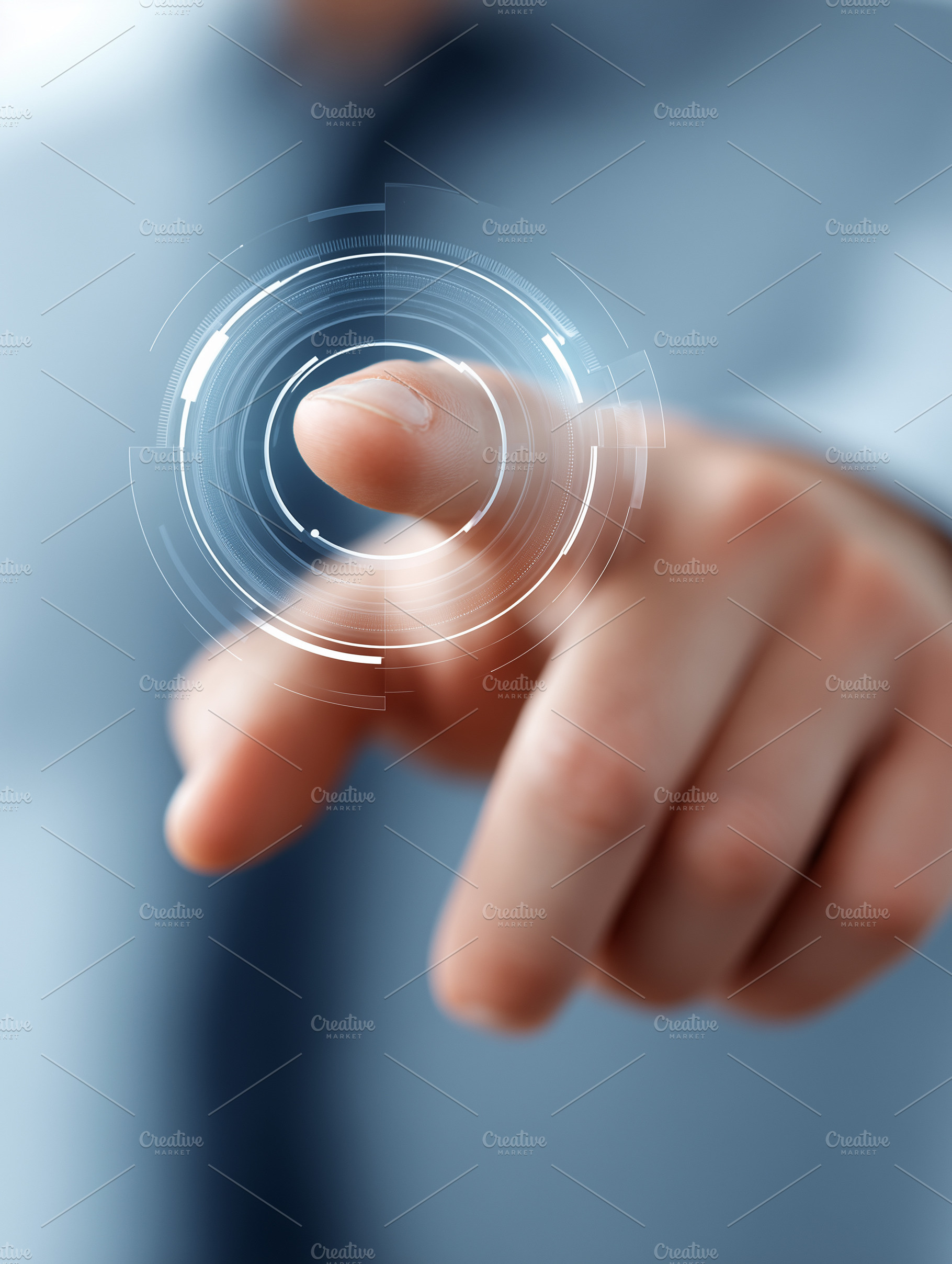 Finger pressing virtual touchscreen, a Technology Photo by MistyDay
