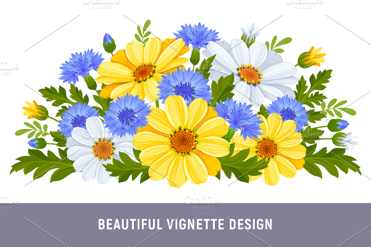 Set With Daisy And Cornflower, a Pattern Graphic by Vector beauty (Photo 2 of 9)