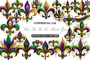 Fleur De Lis For Mardi Gras Clipart, an Illustration by Black Bird Studio