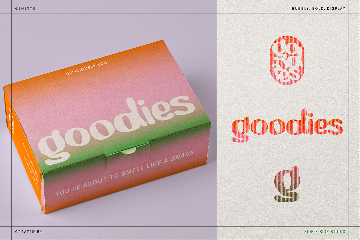 Genetto Display Font + Illustrations, a Sans Serif Font by Side X Side Studio (Photo 6 of 8)