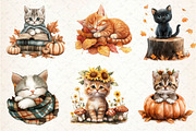 Watercolor Autumn Kitten Clipart, an Illustration by Dream Creation (Thumbnail 3 of 6)