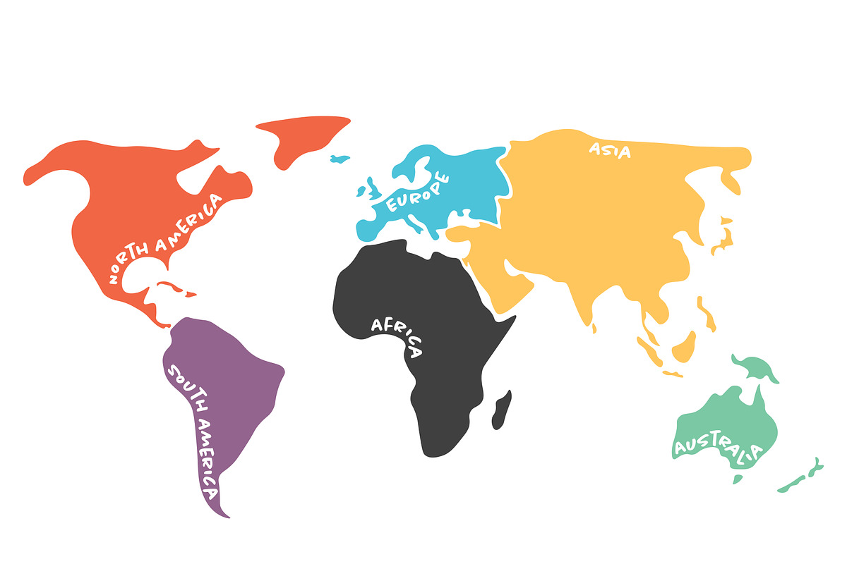 Map of continents, an Education Illustration by pytyczech