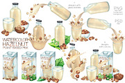 Watercolor hazelnuts and milk, a Food Illustration by Ekaterina Glazkova (Thumbnail 5 of 10)