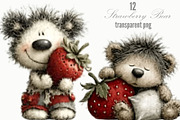 Strawberry Bear PNG Clipart, an Animal Illustration by Designking (Thumbnail 1 of 5)