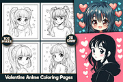 Valentine Anime Coloring Pages, a Person Illustration by protabsorkar11 (Thumbnail 1 of 7)
