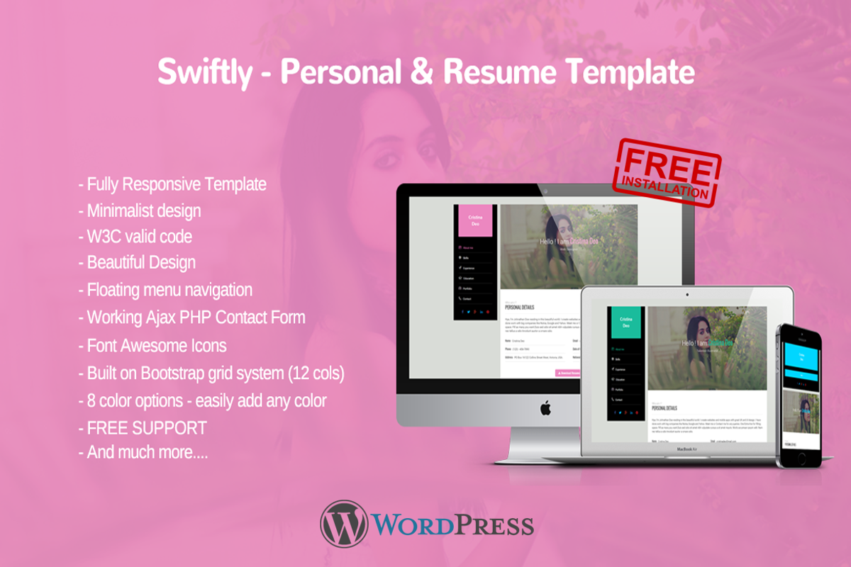 Swiftly - Personal Wordpress Theme, a WordPress Template by Pichforest Studio (Photo 1 of 2)