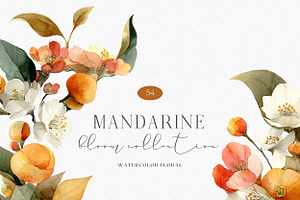 Watercolor Mandarin Clipart Set