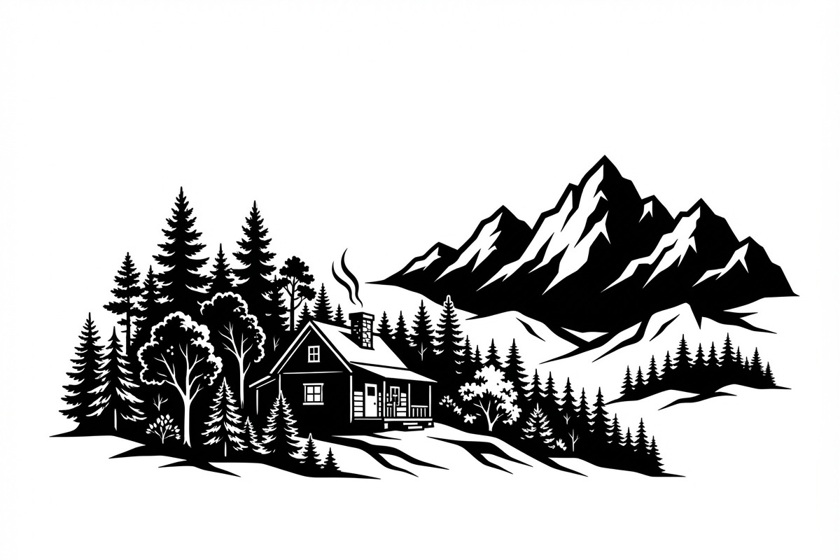 50 Forest Cabin Landscape Silhouette, an Empty State Illustration by Amazin_art (Photo 32 of 38)