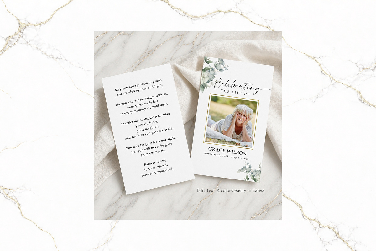 Funeral Prayer Card Canva FR007, a Card Template by TyphoonStudio (Photo 4 of 6)