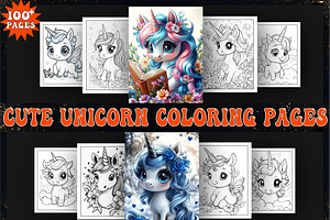 Cute Unicorn Coloring Book for Kids, an Animal Illustration by Printable Design Store