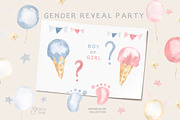 GENDER REVEAL PARTY, a Decorative Illustration by OlliArtDesign (Thumbnail 1 of 6)