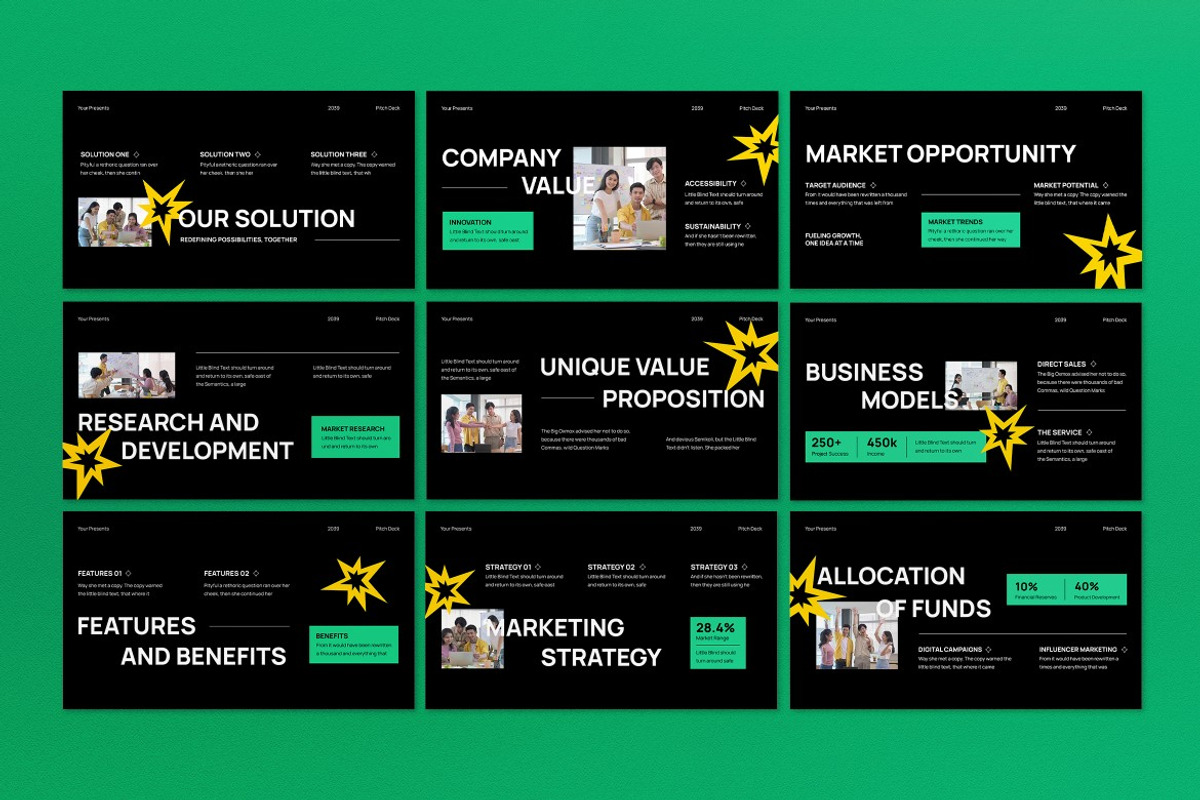 Black Green Pitch Deck PPT, a Presentation Template by graphicook (Photo 3 of 5)