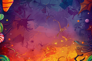 A festive Halloween backdrop with ca, a Photo by LOGOCREATIVE