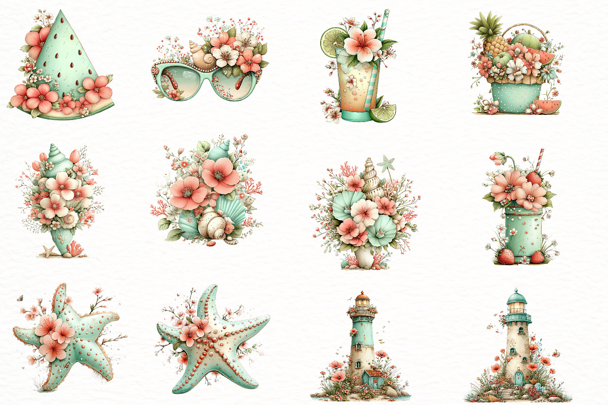 Whimsical summer floral Clipart, an Illustration by Designworld (Photo 4 of 8)