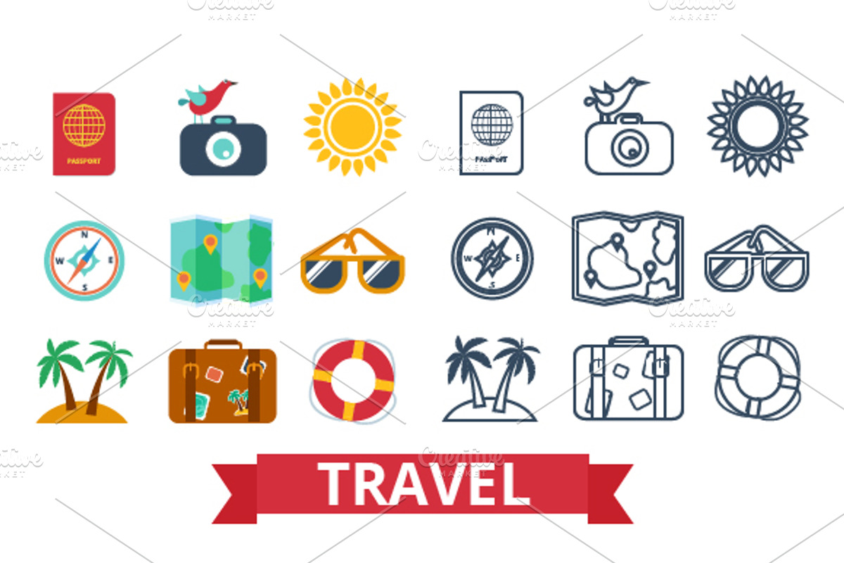 Summer trip in a flat style., an Object Graphic by KundolaArt (Photo 2 of 4)