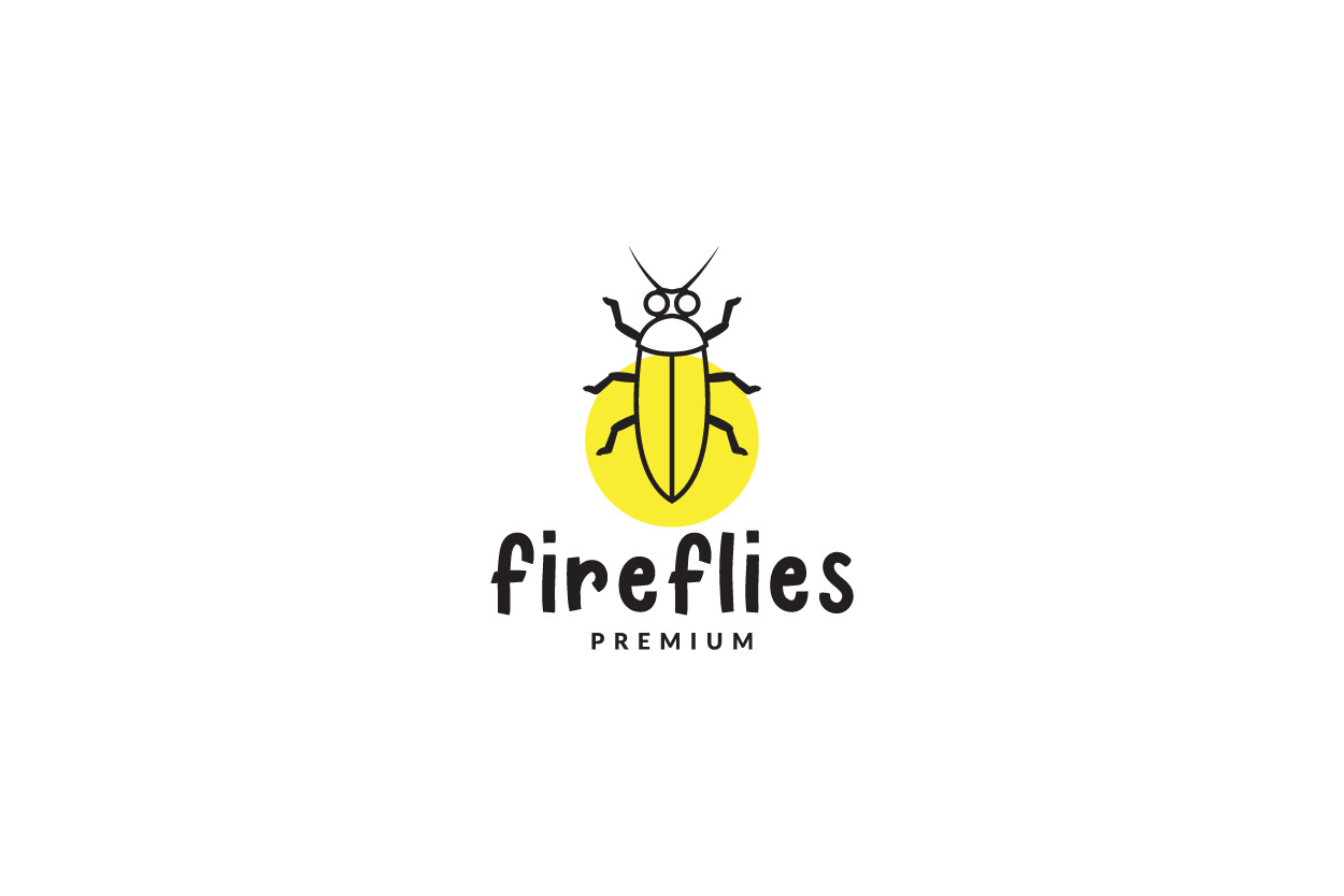line simple insect fireflies logo