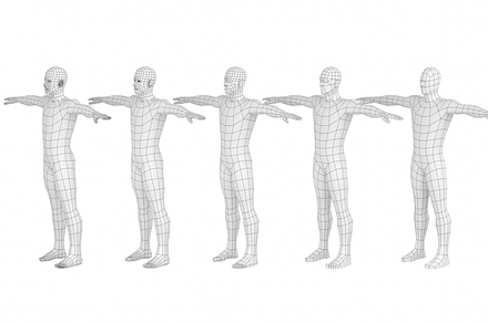 Natural Male T-Pose in 5 Topologies, a 3D by VK Studio