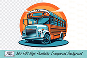 Vintage School Bus Illustration PNG, a Transportation Illustration by Ghagra (Thumbnail 1 of 3)